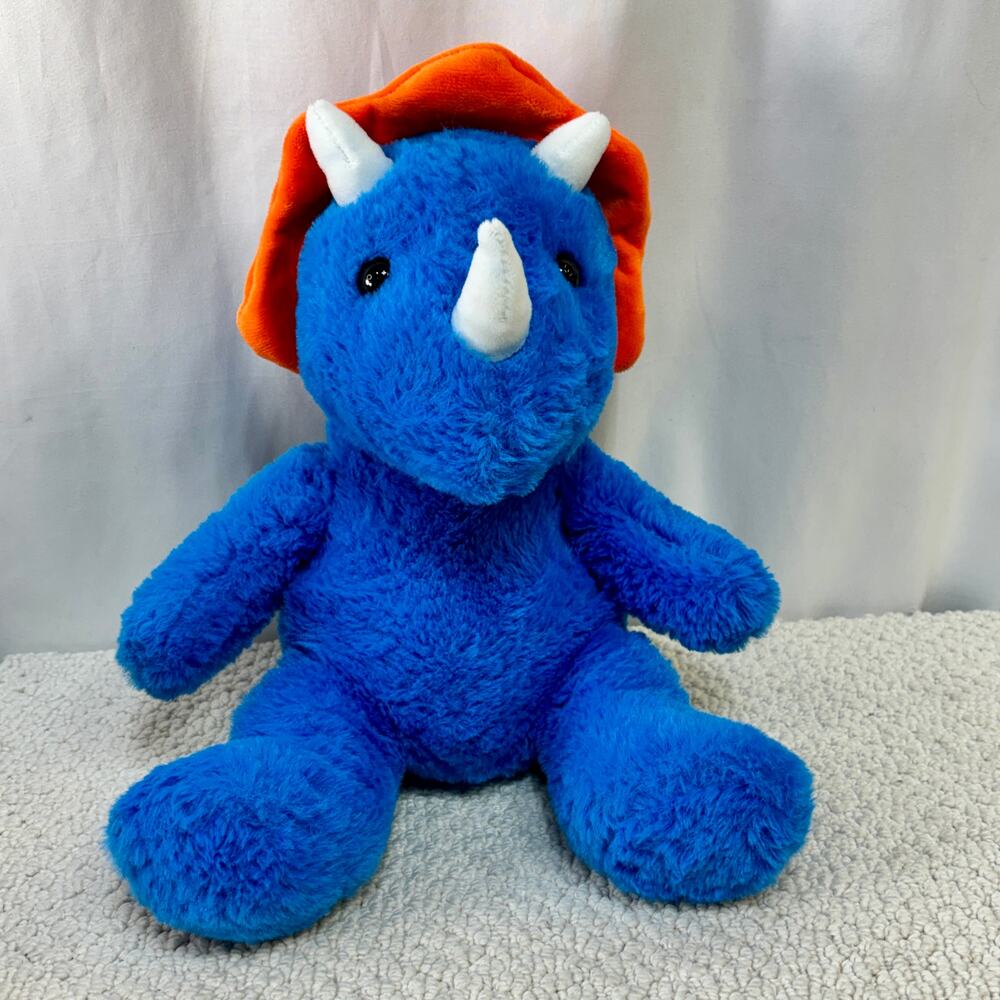 Homerbest Blue Orange Triceratops Dinosaur Plush Stuffed Animal 11" Plastic Eyes
